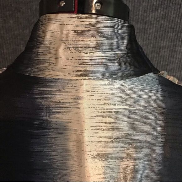 Chico’s Jacket Women’s Size Large Blue Shimmer Three-Quarter Sleeve Open Front - Picture 5 of 9